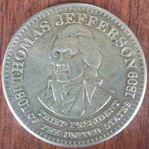 Medalla Conmemorativa Al Presidente De Usa Thomas Jefferso
