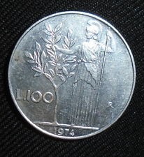 Moneda 100 Liras Italianas República Italiana Escasa