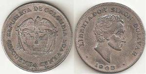 Moneda 50 Centavos Colombia 