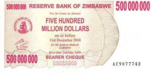 Zimbabwe,  Dollars 2 May  P60 Bearer Check