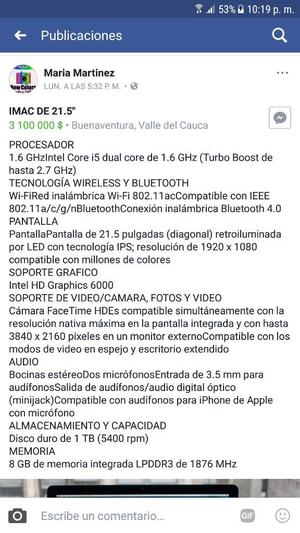 Se Vende Imac de 21.5