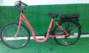 Bicicleta electrica yadea para mujer rosada, bateria de