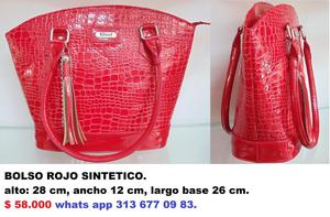 bolso rojo brillante sintetico