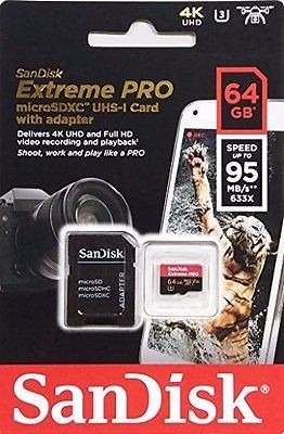 Micro Sd Extreme Pro De 64 Gb Sandisk 95 Mbs 4k U3