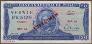 Cuba 20 Pesos  Specimen P105as