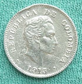 Moneda Colombia 10 Centavos  Plata