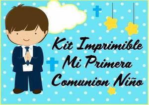 Kit Imprimible Comunion Niño Tarjetas Candy Bar Cotillon