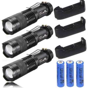 3pc Ultrafire lm Con Zoom Cree Q5 Led Linterna Antorcha