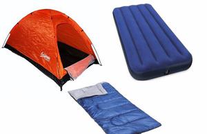 Combo Camping 1 Persona + Sleeping + Colchon Inflable Intex