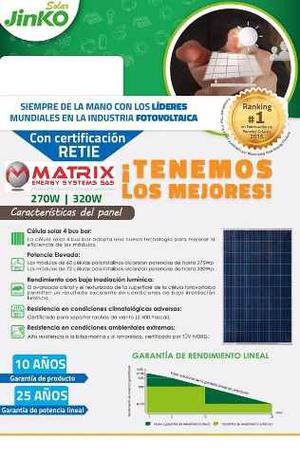 Panel Solar Jinko 270 Vatios 24v Certificado