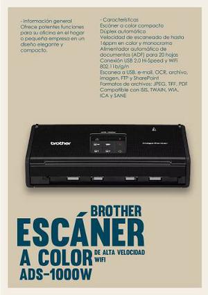 Escáner A Color De Alta Velocidad Wifi Brother Ads-w