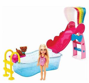 Barbie Chelsea Piscina Tobogán De Mascotas Mattel Cmy36