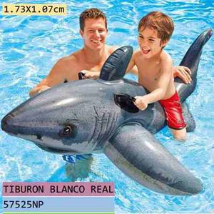 Tiburon Blanco Flotador Inflable Intex Importado Piscina