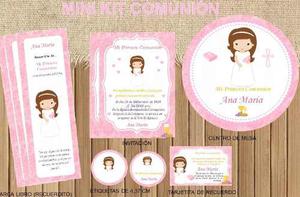 Kit Imprimible Primera Comunion Nena Personalizado Bautizo