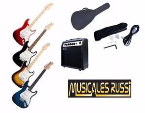 Combo Guitarra Electrica Gsw Stratocaster+amplificador Y Kit