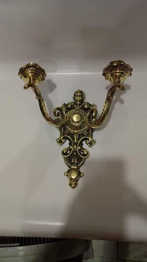 Candelabro Pared Antiguo Bronce Angeles