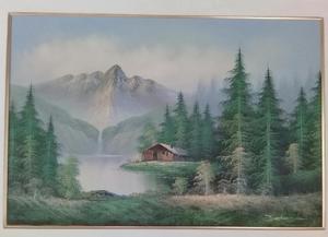 Hermoso paisaje clásico al oleo, enmarcado 114 x 84 cm.