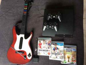 Playstation 3 Slim + 3 Juegos + Guitarra (guitar Hero)