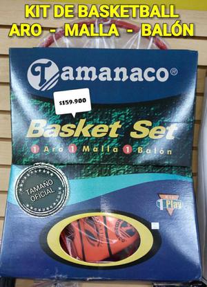 Kit para Basketball Aro Malla Y Balón