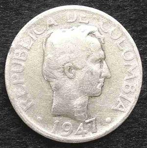 Moneda Colombia 20 Centavos  Plata.500 Girada 2.30 P. M