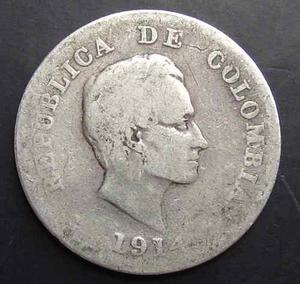 Moneda Colombia 20 Centavos  Plata Ley 