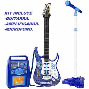 Guitarra Electrica Niños Con Amplificador Y Microfono Mp3