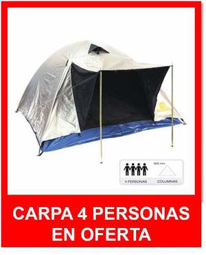 Carpa 4 Personas Con Sobrecarpa Termosellada 800mm De Lluvia