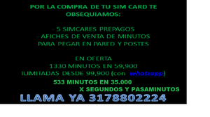 SIM CARD MINUTERAS ALQUILER DE SIM CARD