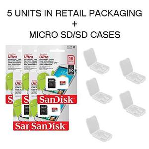 5 Pack - Sandisk Ultra Tarjeta De Memoria Microsdhc De 16gb