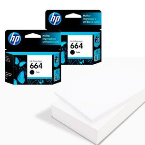 Hp 2 Cartuchos Tinta 664 Negro + Resma De Papel