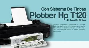 Plotter Hp T120 Con Sistema De Tintas+4 Litros De Tintas.