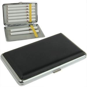 Caja Cigarillos Estilo Metal + Cuero Artificial (negro)
