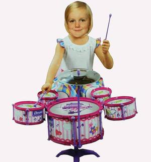 Set Bateria Musical 5 Tambores Infantil Niñas Jd 