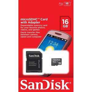 Memoria Micro Sd Hc 16gb Con Adaptador Sandisk