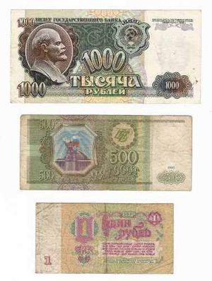 3x1 Combo Billetes Rusia Y Union Sovietica Lenin Oferta