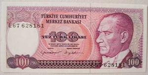 Billete Turquia 100 Liras Turcas  Uncirculated