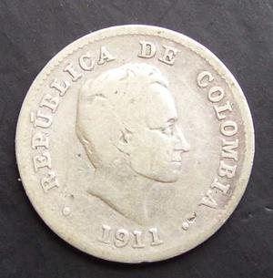 Moneda Colombia 10 Centavos  En Plata # 19