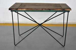 mesa auxiliar o de centro metal madera rustica