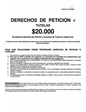 DERECHOS DE PETICION Y TUTELAS $ ASESORIAS
