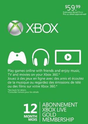 Microsoft Xbox 360 Live De 12 Meses De Tarjeta De Oro
