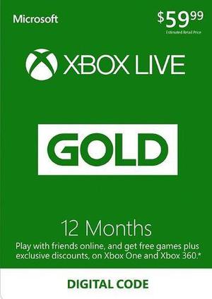 Tarjeta Xbox Live Gold 12 Meses. Codigo Global. El Mas Bajo.