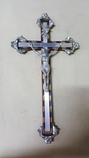 CRISTO DE PARED ANTIGUO EN BRONCE CROMADO