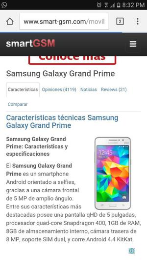 Vendo Samsung Grand Prime Blanco