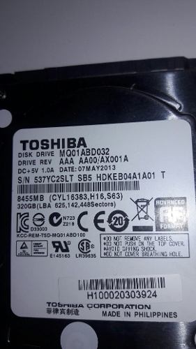 Disco Duro Toshiba Para Portatil 320 Gb