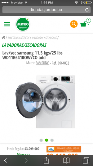 Lavadora secadora samsung 25 lb
