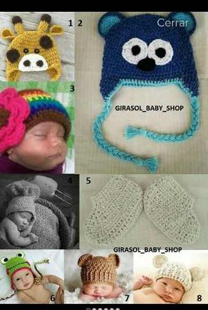Gorros Tejidos De Personajes Para Bebes Y Zapatos Crochet