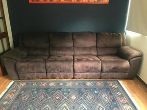 Sofa Reclinable de 4 puestos en microfibra azul oscuro
