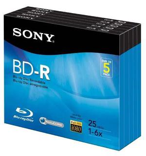 Sony 5bnr25r3h Disco Blu-ray Grabable 6x 25gb - Paquete De 5