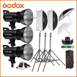 Godox 3 X 400w Sk400 Estudio Estroboscópico Retrato Softbox