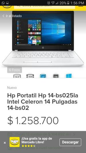 Hp Portátil 14bs025 Intel Celeron 14